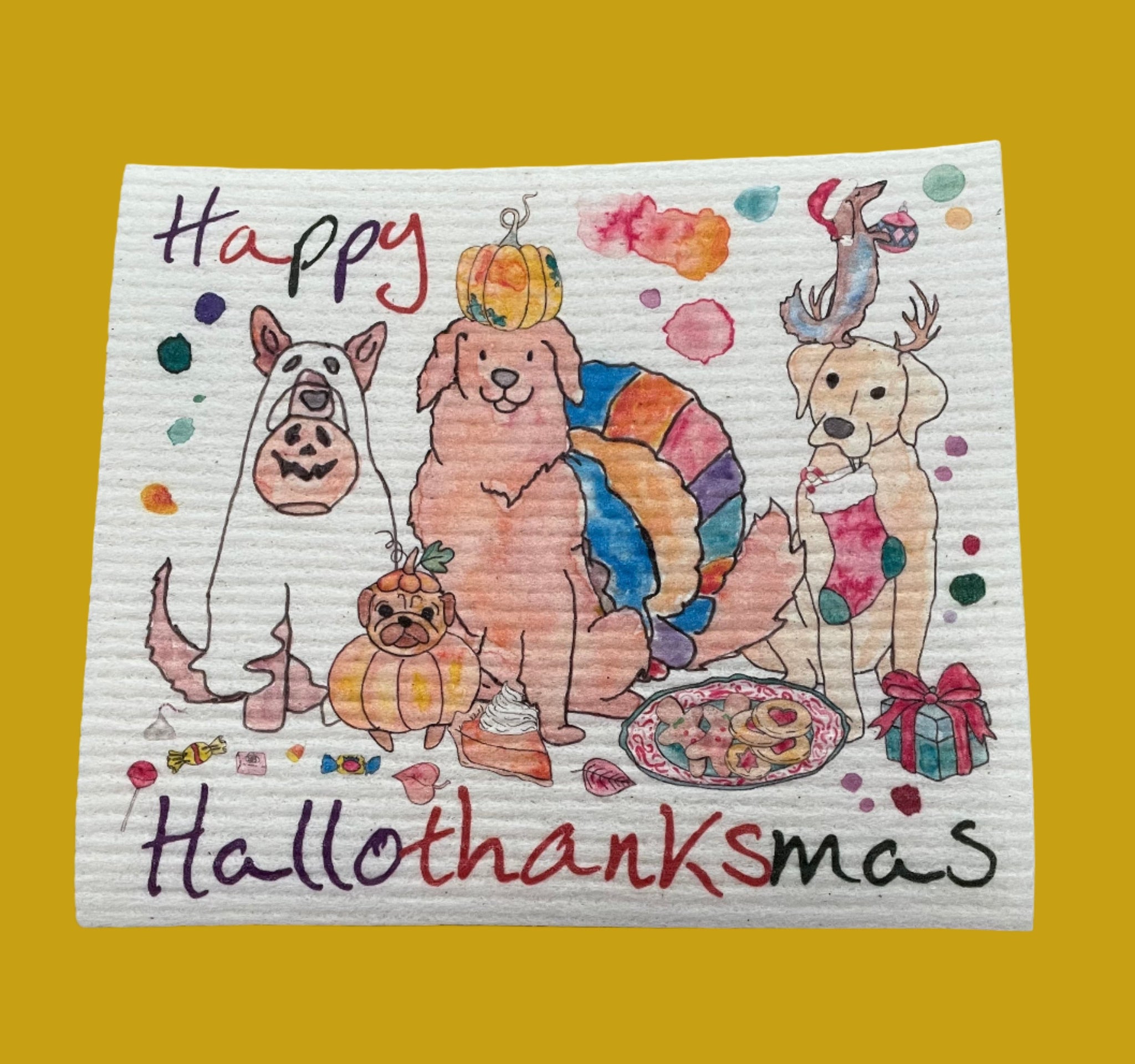 AH Happy Hallothankmas Linens